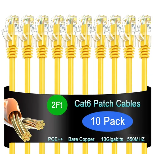 Vista 27 de Cable de Parche Ethernet Cat6 de 0.5 pies (Paquete de 10), Cable de Parche Cat6 para Centros de Datos, Cable Cat 6 10G, Cables de Parche de Red