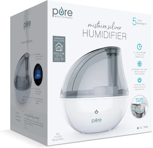 Vista 9 de MistAire humidificador ultrasónico de vapor frío. Unidad humidificadora premium con funcionamiento silencioso y función de luz nocturna