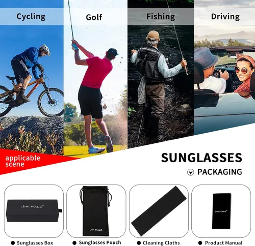 Vista 6 de JIM HALO Gafas de sol polarizadas de aviador para hombres y mujeres, gafas de conducción de plástico de gran