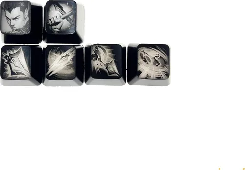 Vista 9 de League of Legends Keycaps Personalizados (Campeón Xin Zhao) - Grabado con Láser con Retrato de Cada Campeón, Pasivo y Habilidades. Compatible