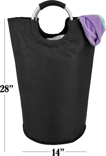 Vista 2 de Handy Laundry Bolsa con asas – 60L – Cesta plegable de tela para lavandería – Cesta de lavandería para dormitorio – Impermeable – Plegable