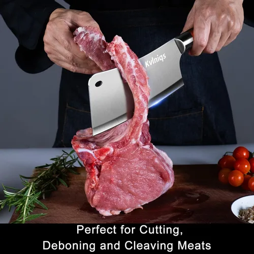Vista 2 de Cuchillo de carnicero de 7 pulgadas, cuchilla para carne, cortador de huesos resistente, cuchillo de chef de cocina multiusos para cortar huesos
