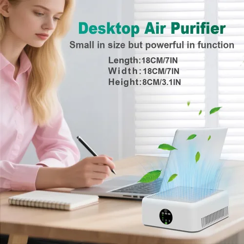 Vista 7 de Purificadores de aire para el hogar, purificador de aire pequeño True HEPA para dormitorio, hasta 615 pies cuadrados, 15 dB silencioso, para olores
