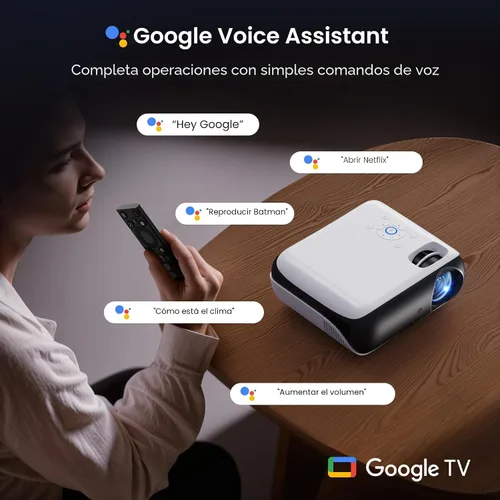 Vista 3 de HAPPRUN Proyector Native 1080P, proyector de cine en casa Bluetooth con altavoz integrado, compatible con teléfono inteligente, HDMI, Fire Stick