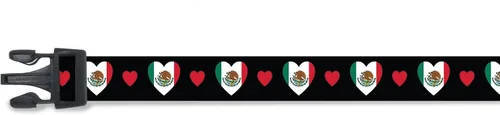 Vista 4 de Collar de perro de México I Love Mexico Estilo de hebilla de liberación rápida Azul Bandera de México para perros extra pequeños