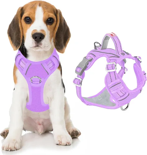 Vista 54 de BARKBAY Arnés Oxford sin tirones para perro con bolsillo para etiqueta de identificación, resistente, reflectante, fácil control para perros grandes
