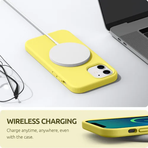 Vista 5 de SURPHY Diseñada para iPhone 12 y iPhone 12 Pro de 6.1 pulgadas, funda gruesa de silicona líquida (con forro de microfibra) para iPhone 12 y 12 Pro