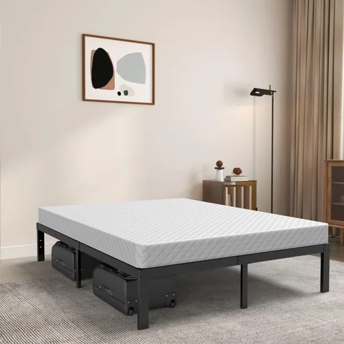 Vista 7 de Marco de cama Queen de 14 pulgadas, marcos de cama de metal resistente con almacenamiento, no necesita somier, sin ruido, listones de acero