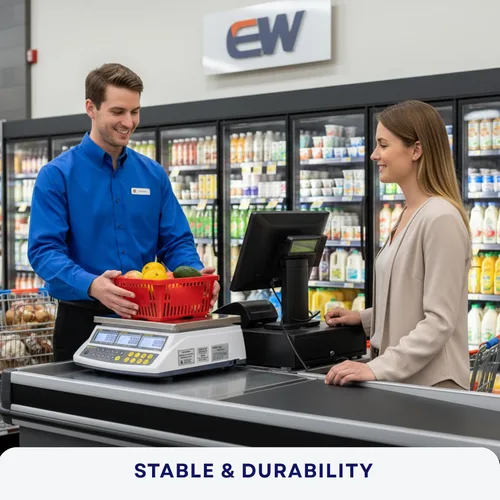 Vista 4 de Easy Weigh CK Series - Báscula digital para computación de precio recargable, funciona con pilas, aprobación NTEP clase III, pantalla LCD, portátil