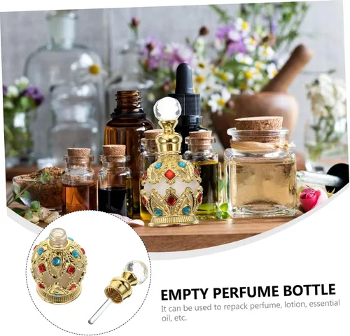 Vista 4 de Botella de perfume de lujo con incrustaciones de diamantes de vidrio envase de aceite esencial Mujeres