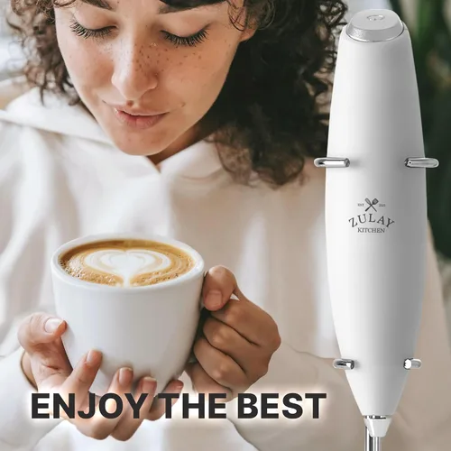 Vista 218 de Zulay Milk Boss Espumador de leche potente manual, hace espuma para latte, batidor para mezclar bebidas, café, miniespumador para capuchino, frappé