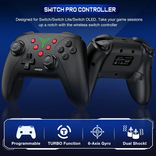 Vista 2 de Wireless Switch Controller for Nintendo SwitchLiteOLED Controller, Switch Controller with a Mouse Touch Feeling on Back Buttons, Extra Switch Pro