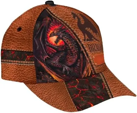 Vista 3 de Gorra de béisbol de dragón 3D - Gorra clásica de dragón con patrón azul claro para hombres y mujeres, regalo para los amantes de los dragones