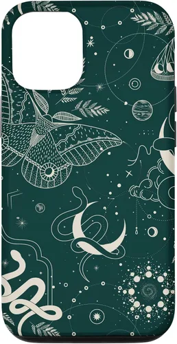 Vista 28 de Dark Green Mystical Witchcore Celestial Night Moth & Snake Case para iPhone 16