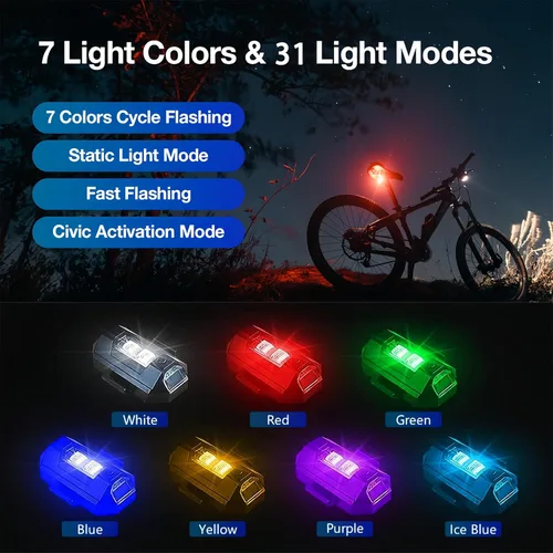 Vista 2 de 8 luces estroboscópicas LED inalámbricas con control remoto, 8 colores, impermeables, anticolisión, luces LED de advertencia, luces LED inalámbricas