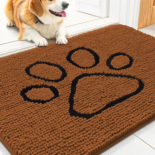 Vista 128 de Smiry Tapete para puerta de perro para patas fangosas, absorbente y Gris y negro