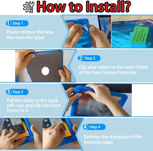 Vista 7 de Funda para iPad 10ª generación de 10.9 pulgadas, con protector de pantalla integrado y soporte de mango portátil, funda protectora a prueba
