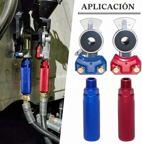 Vista 5 de KOOTANS Juego de manos Glad con Glad Hand de servicio de emergencia, mangos de extensión de aluminio anodizado, agarres y sellos para semirremolque