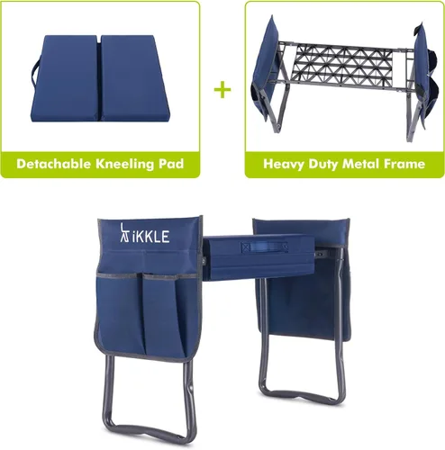Vista 5 de ikkle Asiento de jardín resistente y taburete de jardinería – Almohadilla de rodillas desmontable más gruesa y más ancha – Regalo para mujeres