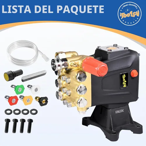 Vista 8 de TOOLCY Bomba de lavado a presión 1" eje 3600-4000 PSI 4 GPM Bomba de repuesto triplex, bomba de lavado horizontal con descargador de ajuste
