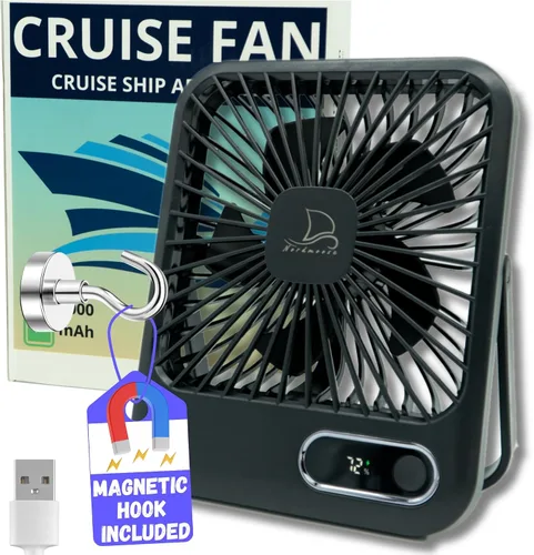 Vista 7 de Nordmoose Ventilador aprobado para cruceros, hasta 16 horas de duración de la batería, recargable por USB, ventilador de viaje alimentado por