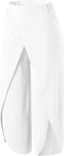 Vista 4 de Pantalones fluidos para mujer, cintura alta, pierna ancha, pantalones de yoga, pilates, divididos, pierna ancha, pantalones de verano