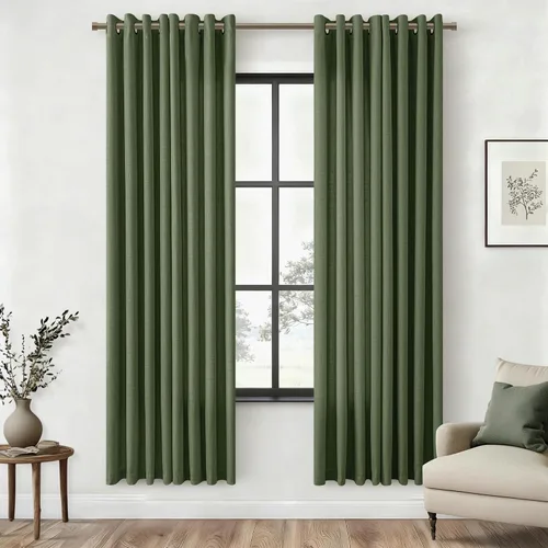 Vista 85 de Cortinas de avena con ojales DUKIYO de 96 pulgadas de largo para sala de estar, comedor, juego de 2 paneles, cortinas de arena y beige