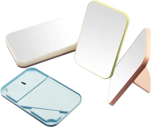 Vista 5 de Espejo de maquillaje de escritorio de 2 piezas, espejo de princesa portátil de 8 pulgadas, escritorio de mesa para colgar en la pared, espejo