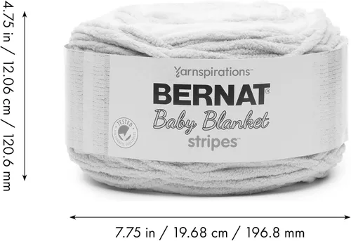 Vista 9 de Bernat Manta de bebé con diseño de rayas sobre las nubes, paquete de 2 unidades de 10.5 onzas, poliéster, 6 súper voluminosas, 220 yardas