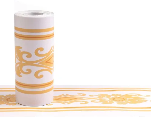 Vista 4 de Papel pintado grueso borde autoadhesivo PVC azulejos rollo extraíble baño cocina pared decoración beige Moire
