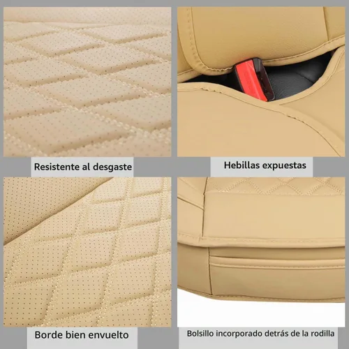 Vista 5 de MIROZO Fundas de asiento delantero, fundas de cuero para asiento de coche Beige