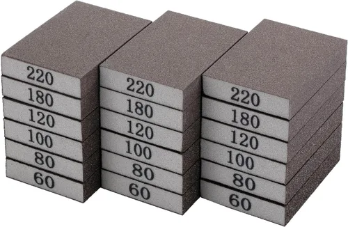 Vista 15 de Bates- Esponja de lijado, paquete de 4, surtido de grano 60/80/120/220, bloque de lijado lavable y reutilizable para madera, metal, paneles de yeso