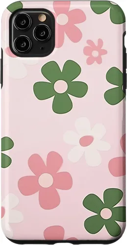 Vista 12 de Funda con diseño floral de margaritas verde salvia y rosa para iPhone 11