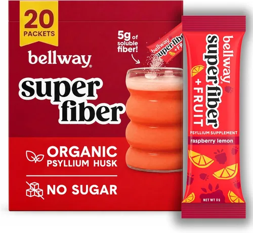 Vista 13 de Bellway Polvo súper fibra + fruta, sin azúcar, suplemento de fibra en polvo de cáscara de psyllium orgánico para regularidad, alivio de la hinchazón