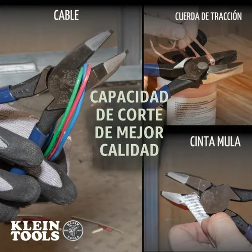 Vista 5 de Klein Tools D2139NE11055 - Juego de alicates, fabricado en Estados Unidos, con alicates de corte lateral de Lineman y pelacables de cobre