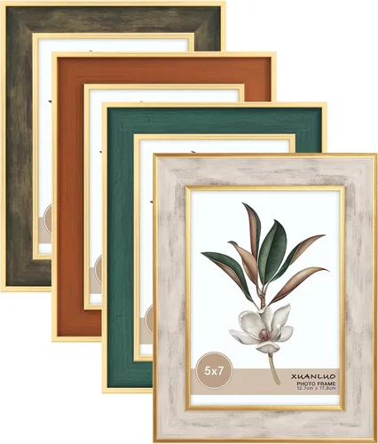 Vista 8 de XUANLUO Paquete de 4 marcos de fotos rústicos de granja con vetas de madera envejecida, para exhibir imágenes, mesa o decoración de pared