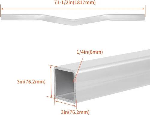 Vista 5 de KUAFU Barra transversal de tubo cuadrado para remolque de barco, 3 "x 3" x 71.5 ", aluminio