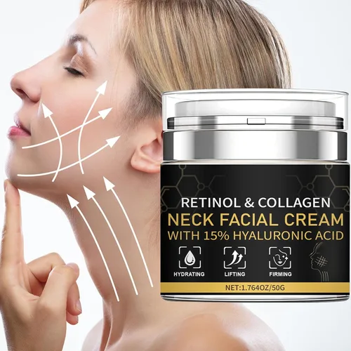 Vista 2 de Crema de retinol para cara con 15% de ácido hialurónico, hidratante facial de colágeno para cuello facial para levantar la piel reafirmante, crema