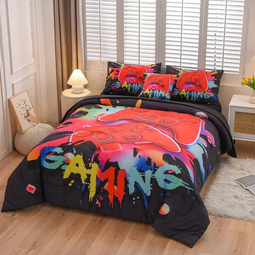 Vista 2 de Aimuan Gamer Gaming Juegos de Ropa de Cama Juegos de Edredón 3D Gamepad para Niños Consola de Juegos Botones de Acción Novedoso Controlador de Juego