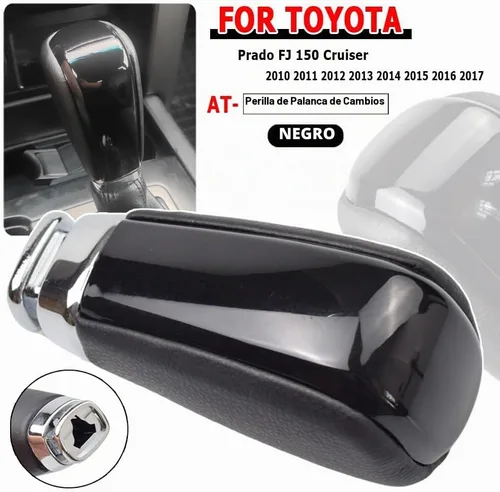 Vista 4 de para Toyota Prado FJ 150 Cruiser 2010 2011 2012 2013 2014 2015 2016 2017 de cuero transmisión automática perilla de cambio (negro)