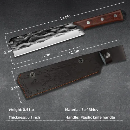 Vista 6 de Machete de supervivencia con funda para cortar árboles, para trabajo de jardín y para machetes de bushcrafting, machete de hoz de servicio pesado