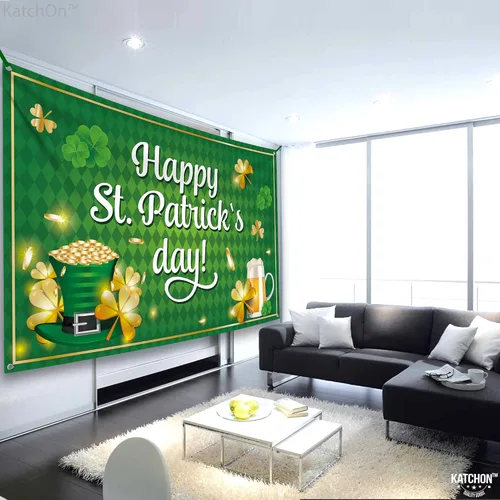 Vista 4 de KatchOn, XtraLarge - Cartel de feliz día de San Patricio, 72 x 44 pulgadas, telón de fondo del día de San Patricio para fotografía, pancartas