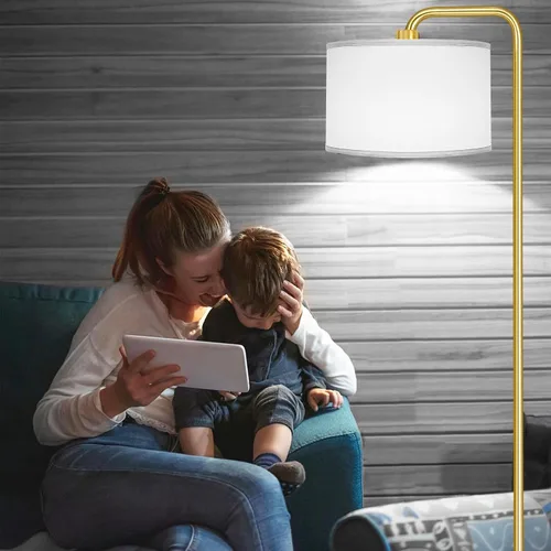 Vista 3 de [Actualizada] Lámpara de pie LED para sala de estar, lámpara de pie de 3 temperaturas de color con interruptor de pie, lámpara de pie moderna alta