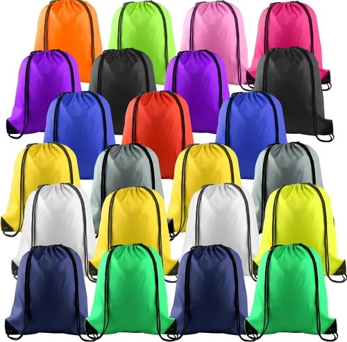 Vista 30 de KUUQA Mochila con cordón a granel, bolsas de almacenamiento para deporte, gimnasio, viajes, Negro, Viajar