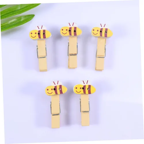Vista 9 de ABOOFAN 50 pinzas para la ropa con cordel de madera con clips de fotos de abeja para colgar fotos, ropa, manualidades, artes al aire libre e