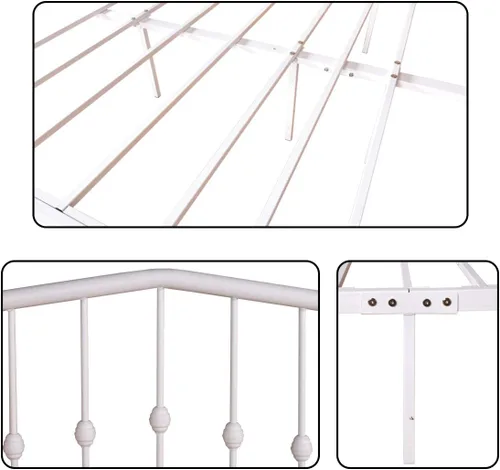 Vista 3 de IANIYA Marco de cama de plataforma de metal, soporte de listones de acero, no necesita somier, fácil montaje, tamaño matrimonial