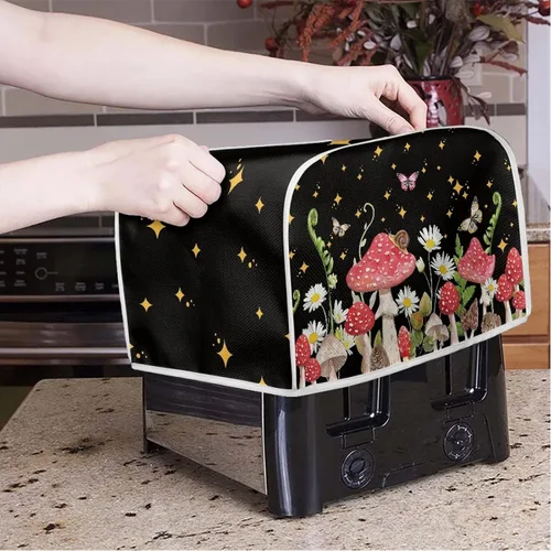 Vista 2 de Veniyate 2 Slice Toaster Cover Kitchen Mushroom Print Small Appliance Cover Bread Maker Dust and Fingerprint Protection, Lightweight and Durable