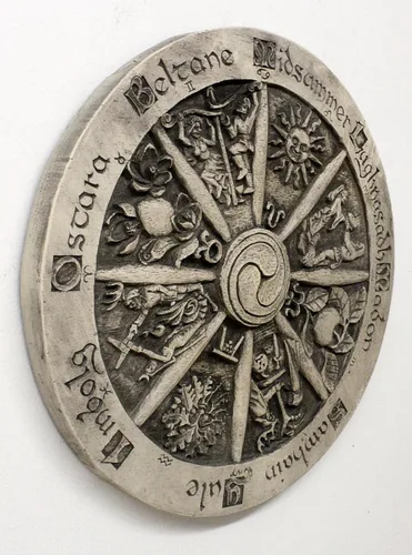 Vista 4 de Dryad Design Placa de rueda del año 11.5 pulgadas, decoración grande para colgar en la pared (acabado de piedra)
