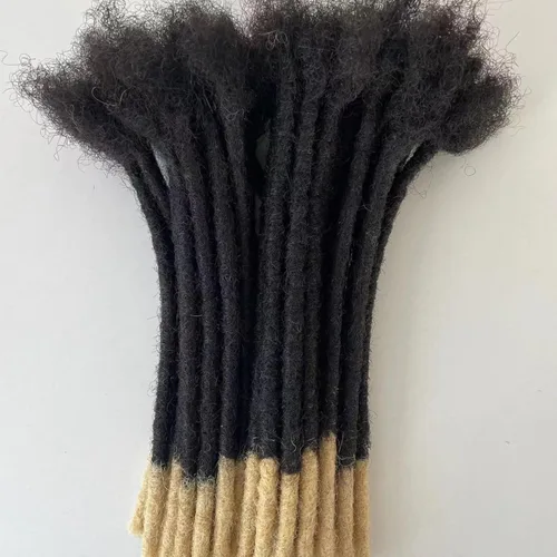 Vista 14 de Extensiones de Cabello Humano Loc Extensiones de Cabello Humano 4 Pulgadas 10 Hebras 0.08 Pulgadas de Ancho Hechas a Mano Extensiones de Rastas 0.1