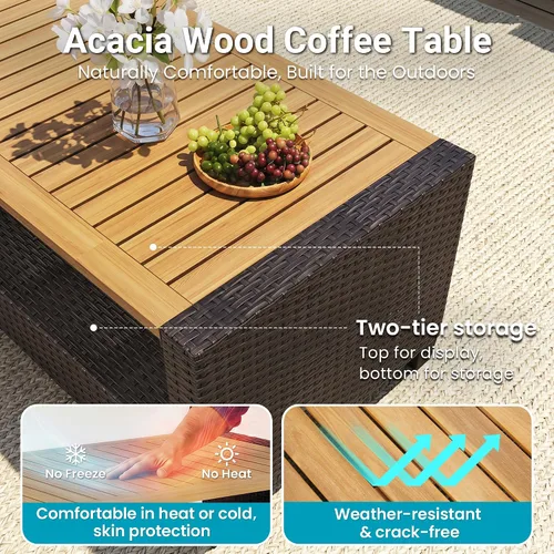 Vista 4 de FansaFurn Juego de muebles de mimbre para patio de 4 piezas para todo tipo